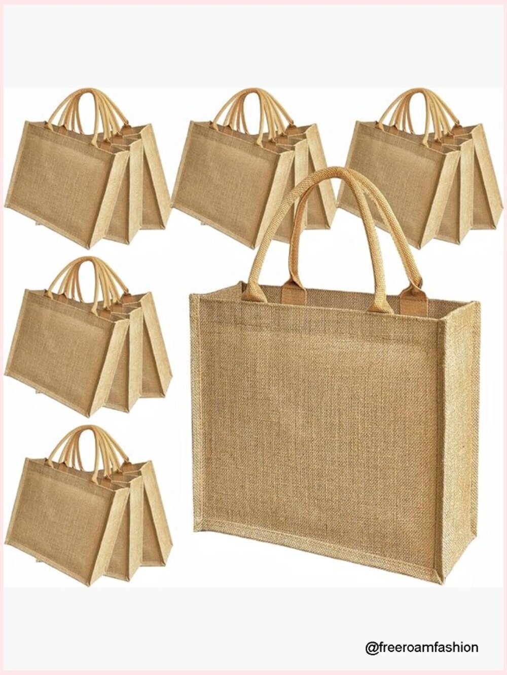 15 Pack Natural Jute Tote Bags 12x12x6 Inch Waterproof Lining Reusable